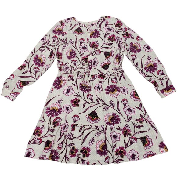 NWT LOFT Womens Long Sleeve Purple & Cream Knee Length Dress Medium - Picture 6 of 10